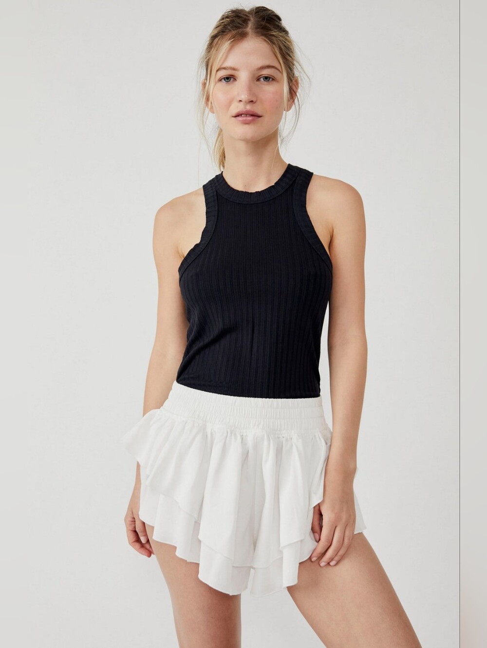 Free People FP Movement Blissed Out Tank in Black Ribbed Racerback Top Medium - Picture 3 of 7